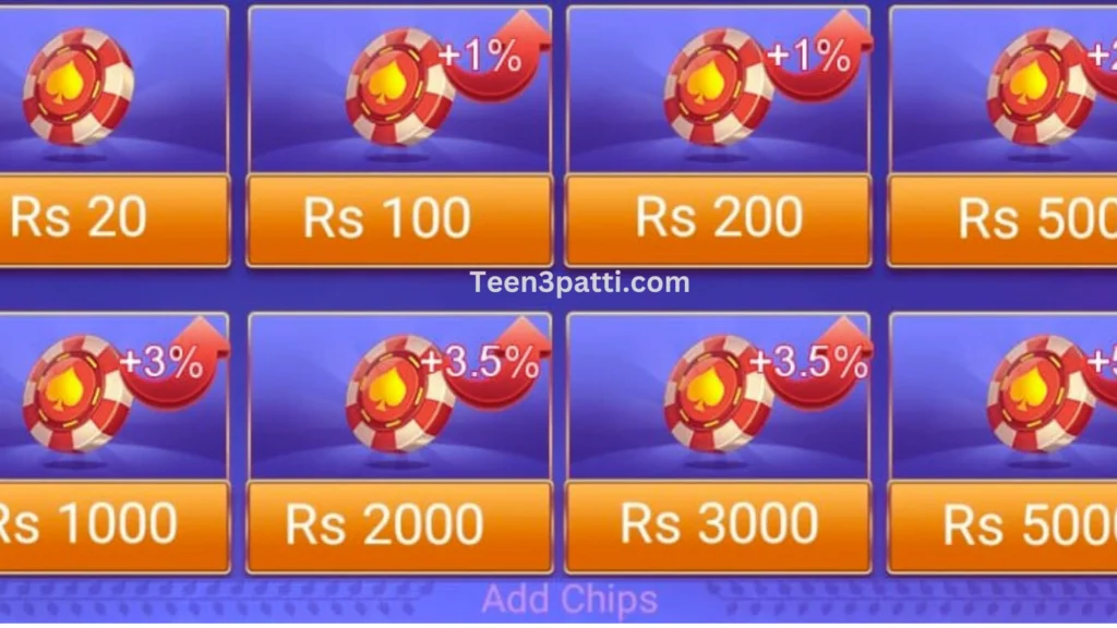 Add chips in Teen Patti Max