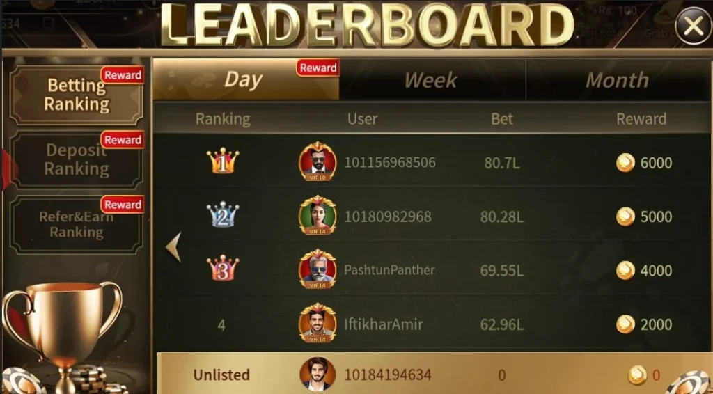 Royal X Casino Leaderboard